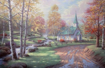 sistine chapel Painting - The Aspen Chapel Thomas Kinkade